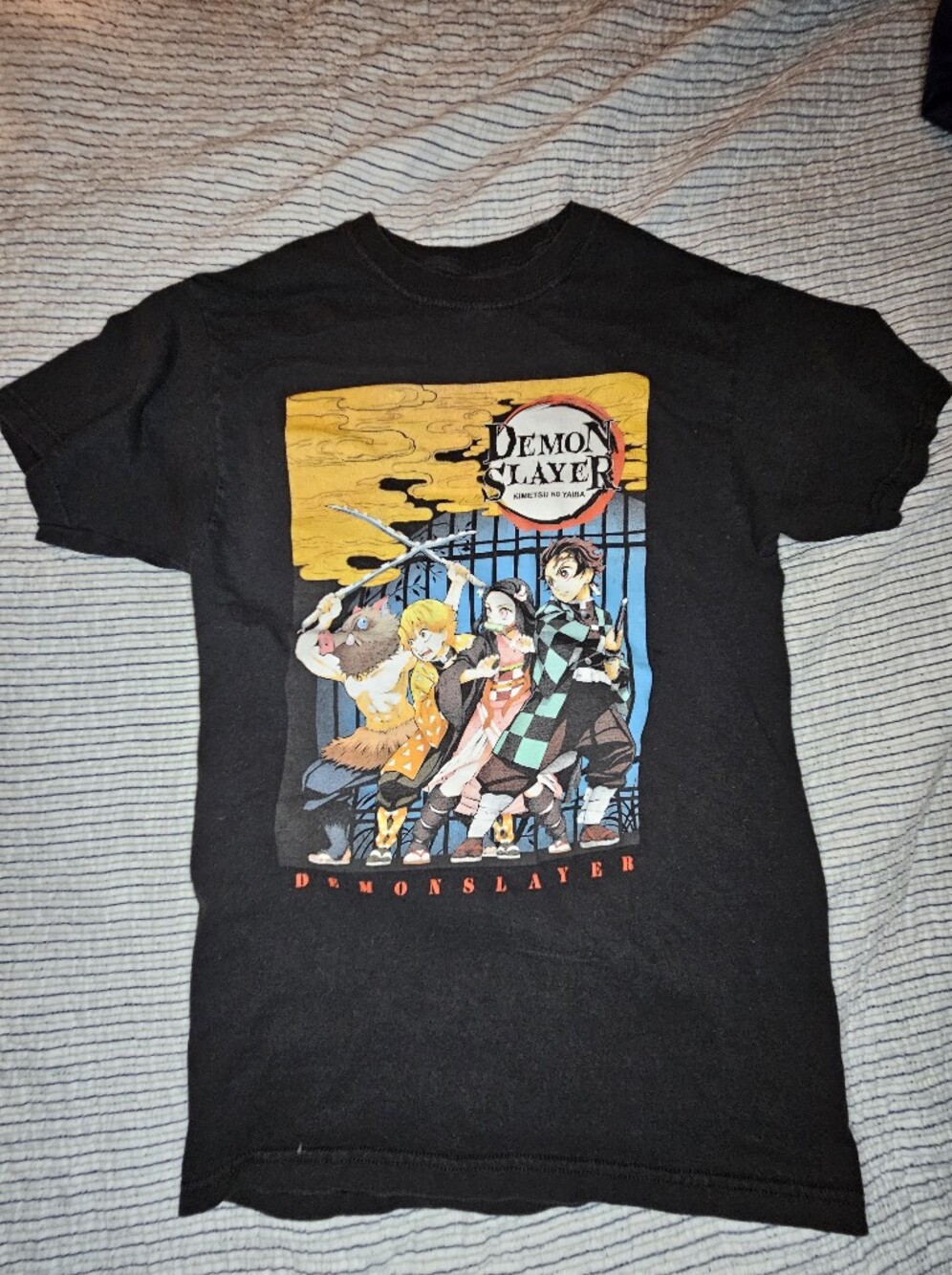 Demon Slayer Graphic Tee - Black with Multicolor Print